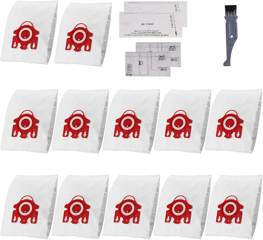 I-clean Replacement FJM Vacuum Bags 12PCS, AirClean 3D Efficiency Vacuum Cleaner Dust Bags With 2 Motor Protection Filters & AirClean Filte