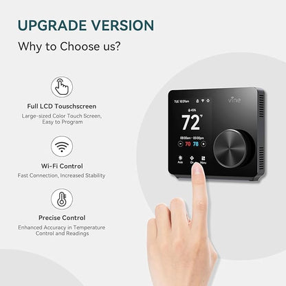 ST300 WiFi Thermostat, Compatible with Alexa and Google, App Control, 3.5” Touch Screen, Knob, Easy Install, Universal Compatibility, 7 Day Scheduling, Night Light, Zoning Compatible