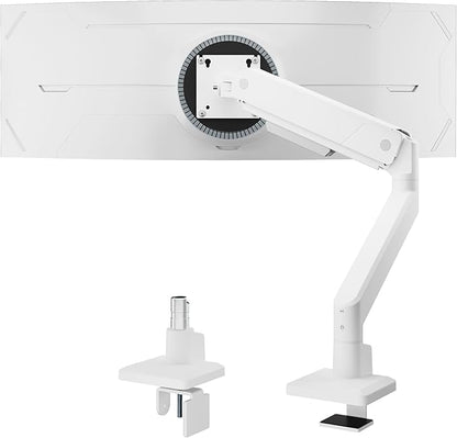 monTEK Single Monitor Arm for Max 45 Inch Ultrawide Screens Adjustable Monitor Desk Mount Holds 35 Lbs Cable Management with C Clamp/Grommet Desk Mount, VESA 75/100mm, MA1007WH