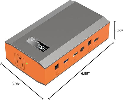 Portable Power Bank with AC Outlet, 65W 110V Portable Laptop Charger Battery Bank 23400mAh External Battery Pack Backup Power Source for Outdoor Tent Camping RV Home Office Smart Devices-Orange