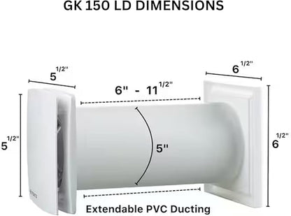VENTS-US GK 150 LD - Easy to Install 6" Through The Wall Exhaust Fan with 109 CFM - Built to Remove Moisture, Harmful Fumes, Vapors, Odors, Humidity, and Common Indoor Air Pollutants
