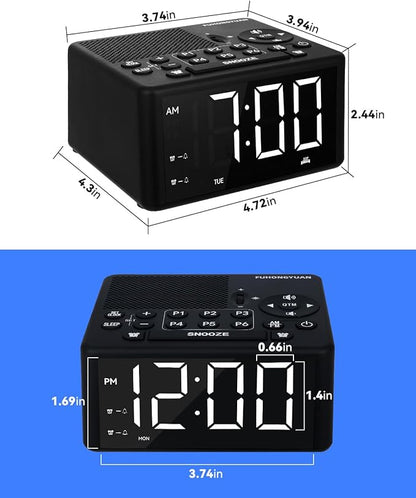 Digital Alarm Clock Radio with AM/FM Radio, Presets, Scan, Dual Weekday/Weekend Alarms, Snooze, Sleep Timer and Dimmable White LED Display for Bedroom, Living Rooms, Kitchens, Offices, etc (White)