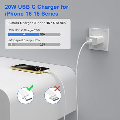 iPhone 16 Charger Fast Charging,iPad USB C Fast Charger & 2Pack 3FT Type C USBC to C Woven Cable Cord for Apple iPhone 16/16e/16 Pro/16 Pro Max/iPhone 15 Plus,i-Pad Pro13/12.9/11inch,11th/A16Air,Mini
