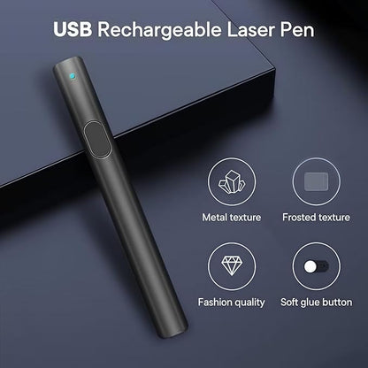 M Monoie Green Laser Pointer 1000ft Long Range, High Visibility Bright Beam, Metal Body Pen, for Teachers, Construction, Realtors, Presentations, Outdoor Use (Grey/Green Light)