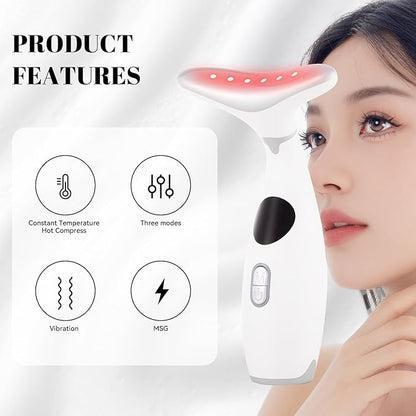 Sveekery Facial Sculptor with Red Light Therapy, Microcurrent & Vibration Massager, Portable Anti-Aging Device for Face and Neck Care, Wrinkle Reducer Face Lift Tool (White) – Valentine’s Gift