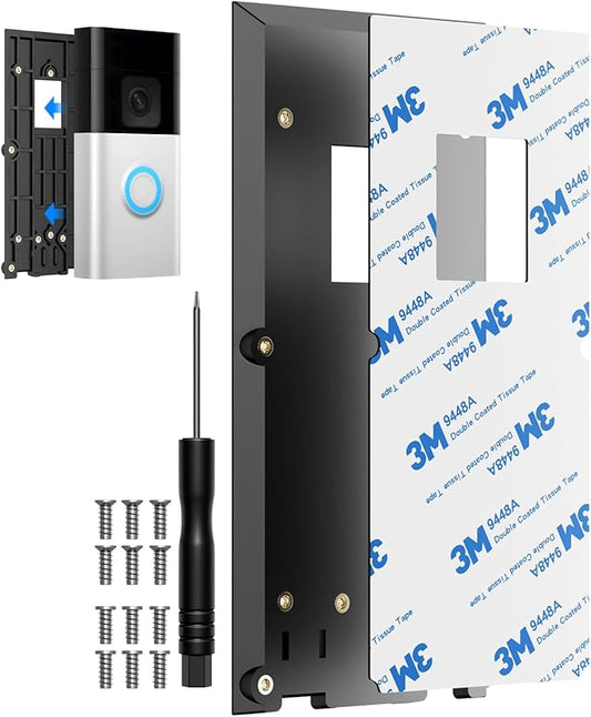 Baaletc No-Drill Ring Doorbell Mount - Adhesive Door Bracket Compatible with R-ing Video Doorbell 1/2/3/3 Plus/4/ (2020 Release) Wireless, Mounting Plate Holder Accessories for Houses