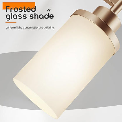 AONEON Vanity Lighting Fixtures with White Frosted Glass Champagne Bronze Wall Lamp Over Bathroom Mirror for Bedroom, Living Room, Washroom Porch T001CPG-L1
