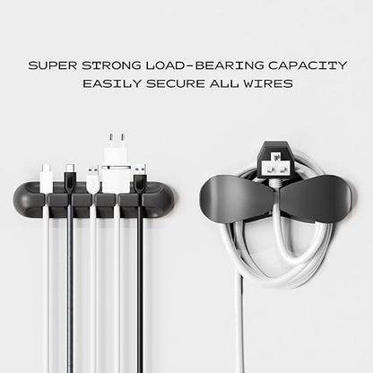 Apromisith USB Cable Organizer Clips Cord Holder,10 Packs (3-5-7-Slots) Black Self Adhesive Desk Cord Cable Management