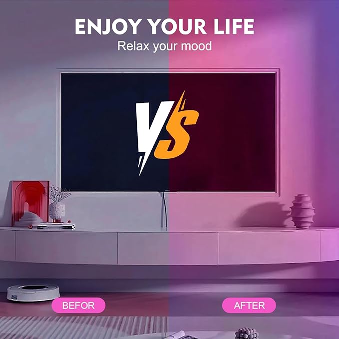 Timelux 20ft LED Strip Lights Color Changing Mood lamp USB 5V Operated RGB 5050 LED Tape Lights Bedroom, Kitchen Cabinet Light with IR Remote Controller and Dimmable