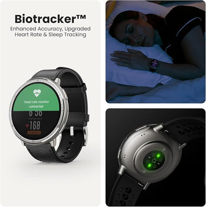 Amazfit Active 2 Premium Smart Watch Fitness Tracker (Round) for Android & iPhone, 10 Day Battery, Water Resistant, GPS Maps, Heart & Sleep Monitor, HYROX Mode, Sapphire Glass, Leather + Sport Strap