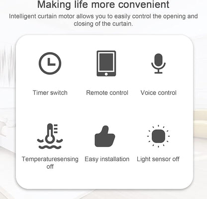 2PCS Tuya WiFi Intelligent Curtain Motor Electric Curtain Robot Automatic Opener No Wiring with Gateways Support APP Remote Control Timer Setup Temperature & Light Sensing Compatible with Home