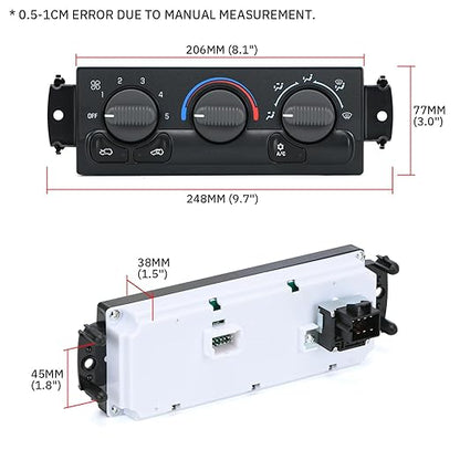 Front Climate Control Module Panel for GMC Sierra Chevy Silverado 1999-2002 599-266/15054697/ 15753264/19244873/ 9361355 Heater A/C Control Switch Air Conditioning Climate Control Module