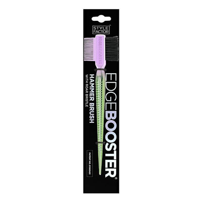 Style Factor EDGE BOOSTER® Hammer Brush Rat Tail– Double-Sided Edge Control Brush & Comb with Boar Bristles – For Edges, Slick Backs, Baby Hair Styling, and Taming Flyaways