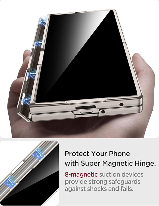 Miimall for Samsung Galaxy Z Fold 7 Case with Privacy Screen Protector, Built-in Adjustable Kickstand & Magnetic Hinge Protection All-Inclusive Protective Case for Galaxy Z Fold 7 5G Titanium Grey