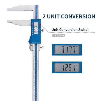 Dasqua 0-24"/600mm Heavy Duty Long Jaw Absolute Origin Digital Caliper, IP54 Stainless Steel Electronic Measuring Tool, in/mm Conversion, Accurary ±0.002"/0.05mm, Resolution 0.0005"/0.01mm