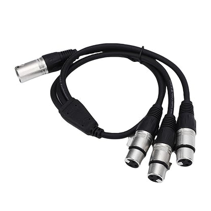 Estink XLR Splitter Cable 3 Pin Male to 3 Female Y Splitter with Zinc Alloy Connectors for Balanced Audio Signal in Studio Live Performance 2ft