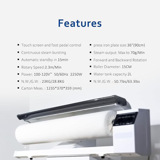 Rotary Steam Press, Hotel Linen Ironing Roller Machine With Continuous Steam. Home&Commercial Use For Bed Sheet,Pillowslip,Napkin,Tablecloth or Almost Any Flat Appropriately Sized Fabric[Only Machine]