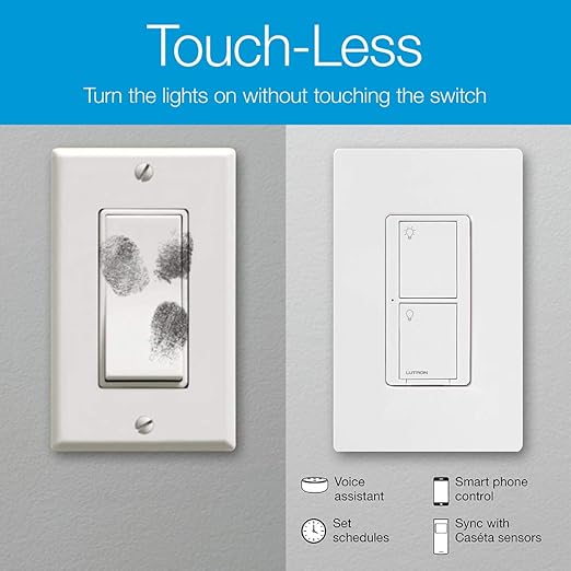 Lutron Caseta Original Smart Light Switch (Lutron Smart Hub Required), for Home, LED Lights, and Fans, 6 Amp, Single-Pole/3-Way, Neutral Required, PD-6ANS-WH-12-Pack, White, 12 Pack