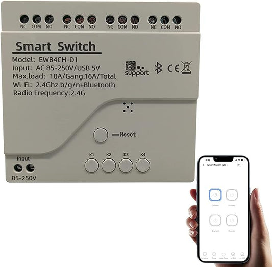 Newgoal 4 Channel Smart WiFi Relay Switching Module USB 5V/AC85V-250V, Supports Bluetooth Control, eWeLink App Remote Control, for Alexa Google Home