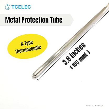 TCELEC TCE-K02H3-100 K Type Thermocouple Metal Probe for Furnace K-Type Input Instrument Thermocouple Sensor Temperature Available from 77°F to 1112°F