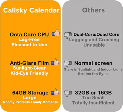 Callsky-Tech 15.6 Inch Digital Calendar - Full HD IPS Smart Touchscreen Family Planner with Octa Core & 64GB, offering an Anti-Glare Electronic Calendar, Chore Chart, and Multi-Sync—Perfect Gift for Home & Family