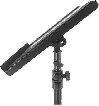 Rockville RLS68 Dual-Tray Laptop/Tablet Stand, Adjustable Height 30-51", Foldable, Portable, for DJs, Presenters, and Musicians