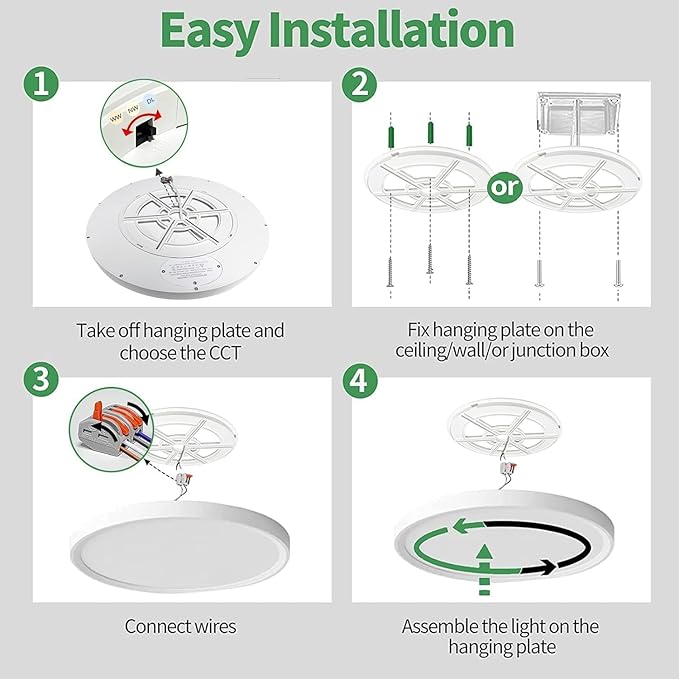 6PK 15.8 Inch Dimmable LED Flush Mount Ceiling Light, 32W, 3480LM, 2700K/3000K/4000K/5000K/6000K, Round Flat Panel Low Profile Ceiling Light Fitures for Hallway, Kitchen, Bedroom, White