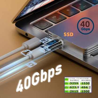 chenyang USB C Digital Display Adapter, USB 4.0 Type C Male to Female 40Gbps 8K@60Hz Data Transfer PD 240W Fast Charging Power Meter Tester Converter Adapter