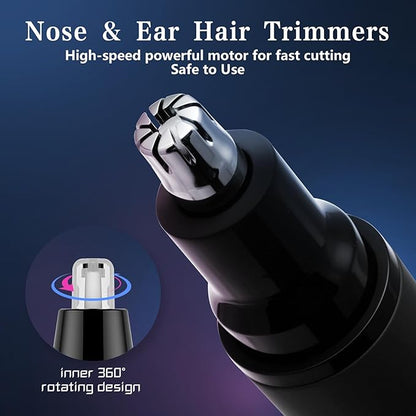 VNTGSHAVER Nose Hair Trimmer, Rechargeable Cordless Painless Ear Eyebrow Trimming Tool Dual Edge Blades Razor Easy Cleansing with LED Light for Man Woman, IPX7 Waterproof, for Nose, Ear, Eyebrows