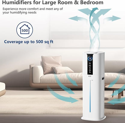 9L Smart Humidifiers for Bedroom Large Room, 2.3Gal Cool Mist Top Fill Diffuser App & Remote Control, 3 Mist Modes, Quiet Humidifier for Home Office Plant (APP White)