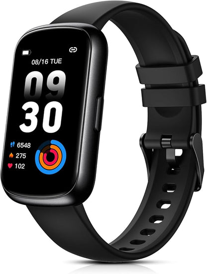 TIFOZEN Fitness Tracker for Women Men, Smart Watch Band with 24/7 Heart Rate Blood Oxygen Sleep Monitor, Calories Step Tracker Pedometer 3ATM Waterproof Activity Tracker for Android iOS, Black