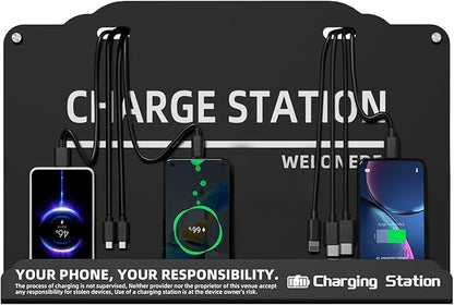 Wall Mounted Cell Phone Charging Station Mobile Phone Charging Station | Fast Charging 8 Device | Compatible with iphone ipad Smartphone Tablets Port | Great for Offices Hotel Hospital Airport (Black)