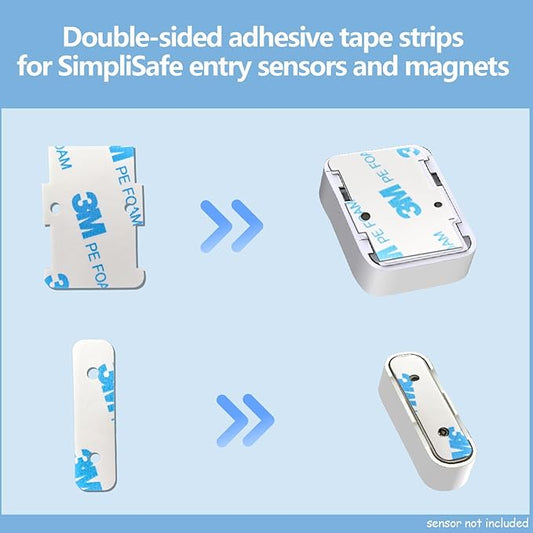 SimpliSafe Adhesive Replacement - 24 PCS Pre-Cut Strips for Entry Sensors & Magnets, No Residue Removal, Strong Hold for Wall/Door, 12 Sensor Pads + 12 Magnet Pads