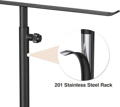 Josmimic Black Necklace Holder Jewelry Organizer Stand – Adjustable Height T‑Bar Jewelry Display with Dark Gray Marble Base, Necklace & Bracelet Holder, Countertop Jewelry Rack