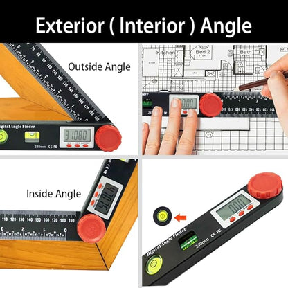 NORTOOLS Digital Angle Finder Protractor-7inch 0-360 °LCD Digital Protractor Ruler, ±0.5° Accuracy Measuring Tool for Woodworking/Construction/DIY/Miter Saw (Metric/Inch, 2 Batteries Included)