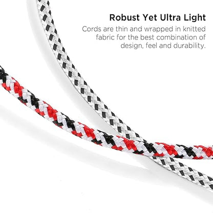 DUKABEL Headphone Splitter, Knitted 3.5mm Audio Splitter TRS 3-Pole Aux Splitter Cable for Headphones Earphones Speakers -Zebra White/2PACK
