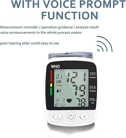 Blood Pressure Monitor, Irregular Heartbeat Detector, Automatic BP Monitor 90x2 Reading Memory and Large LCD Display, USB Charging, Adjustable Wrist Cuff, Ideal for Home and Hospital