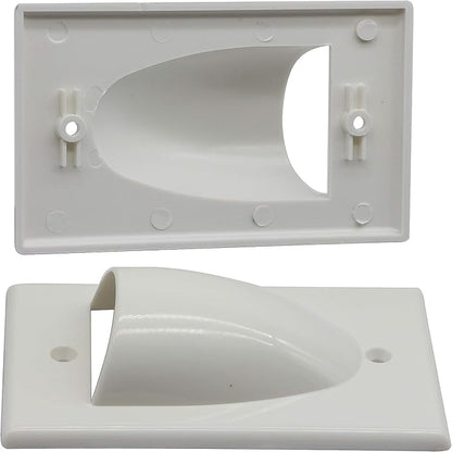 zdyCGTime Bulk Nose Faceplate Wall Plate for Cabling 1 Gang Cable Plate Internal Management Convex Audio Video Cable Pass Through Nose Plate White (2 Pack)