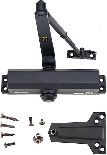 Boomerang Medium Duty Automatic Commercial Door Closer - D703 Hydraulic UL 3 hr. Fire Rated Closer, Surface-Mounted Size 3 for Home & Light Commercial Doors, Matte Black (US19)