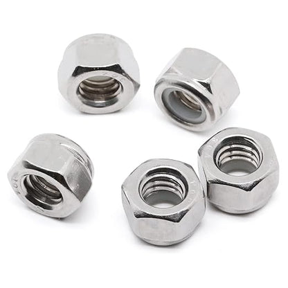 MewuDecor 3/8-16 Nylon Insert Hex Lock Nuts Locknuts, 304 Stainless Steel 18-8, Bright Finish, 25 PCS
