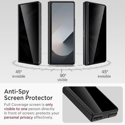Miimall for Samsung Galaxy Z Fold 6 Case with Privacy Screen Protector, [Anti Spy] Built-in Adjustable Kickstand & Magnetic Hinge Protection Full-Body Protective Case for Galaxy Z Fold 6 5G Black