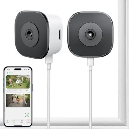 HomiQ 3MP 2K Window Camera for Home Security, 5Ghz & 2.4Ghz WiFi Human Detection Alert, AI Full Color Night Vision with Anti-Glare No Reflection 24/7 Recording, Easy Magnetic Mount for House/Apartment