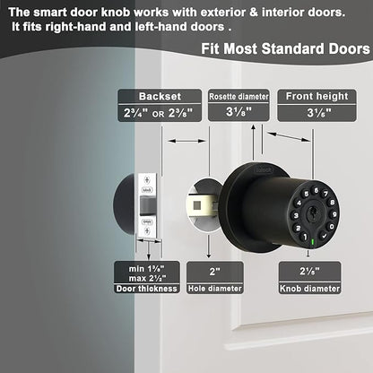iulock IU-20 Code Door Lock, Electronic Door Knob with Keypad and Key, Auto Lock, Waterproof, Passage Function, Long Battery Life,50 Codes, Easy to use and Install for Office/Warehouse/Bedroom/Garage