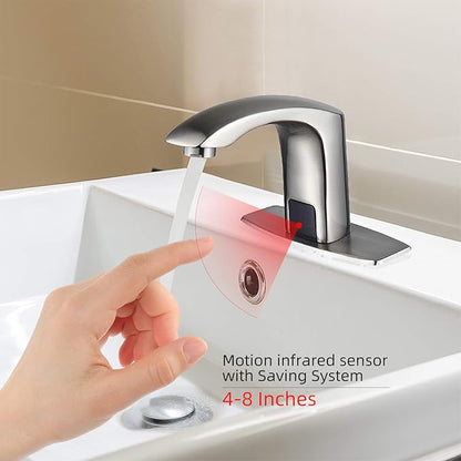 HALO H59 Brass Chrome Touchless Bathroom Faucet 4 AA Batteries Powered, Easy DIY Installation for Novices Automatic Vessel Sink Faucet with Control Box for Market/Home/Restaurant/School