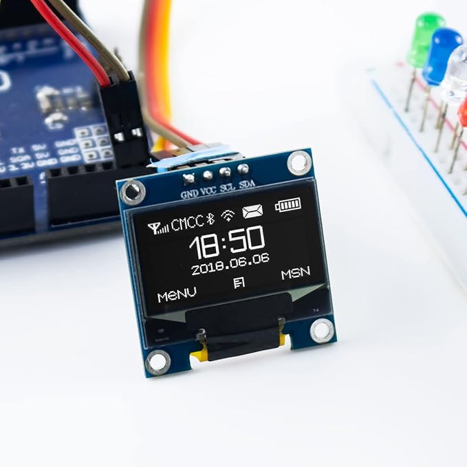 Hosyond 5 Pcs 0.96 Inch OLED I2C IIC Display Module 12864 128x64 Pixel SSD1306 Mini Self-Luminous OLED Screen Board Compatible with Arduino Raspberry Pi (White)