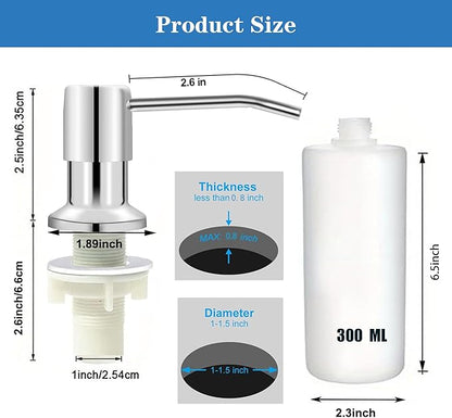 Ouest Dish Soap Dispenser for Kitchen Under Built-in Soap Dispenser Pump Bathroom with 300ML Bottle Electroplated