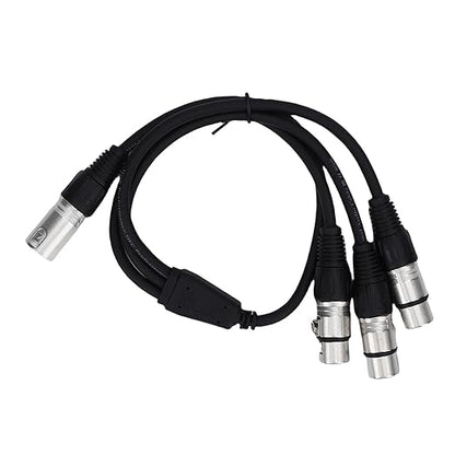 Estink XLR Splitter Cable 3 Pin Male to 3 Female Y Splitter with Zinc Alloy Connectors for Balanced Audio Signal in Studio Live Performance 2ft