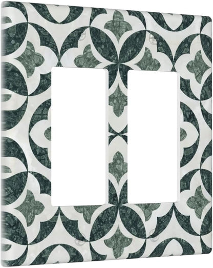 Bvtewkhz Green Luxury Modern Cubic Marble 2 Gang Double Rocker Decorative Light Switch Covers Electrical Faceplate Switch Plates for Bathroom Kitchen Home