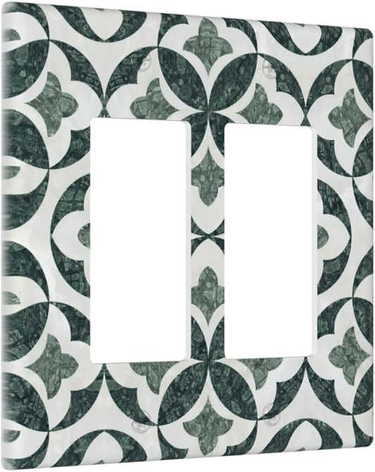 Bvtewkhz Green Luxury Modern Cubic Marble 2 Gang Double Rocker Decorative Light Switch Covers Electrical Faceplate Switch Plates for Bathroom Kitchen Home