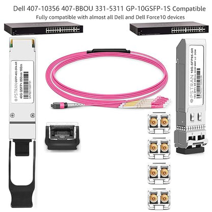 OPSTRAN 10GBASE-SR SFP+ Optical Transceiver Module Compatible with Dell 407-10356 407-BBOU 331-5311 and Dell Force10 GP-10GSFP-1S 10Gbps 850nm 300m DDM Duplex LC MMF 4 Pack